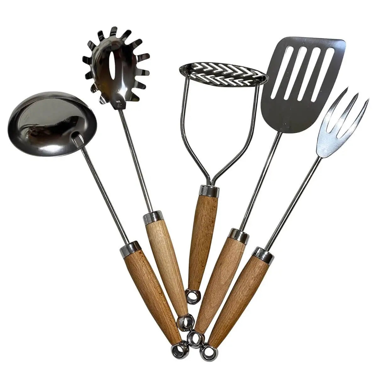 Stainless Steel & Wood Utensil Set